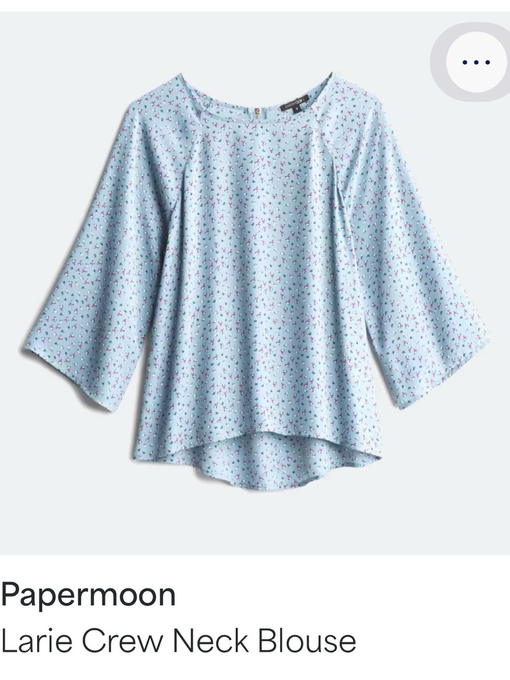 Papermoon Powder Blue Floral Lorie Crew Neck Blouse